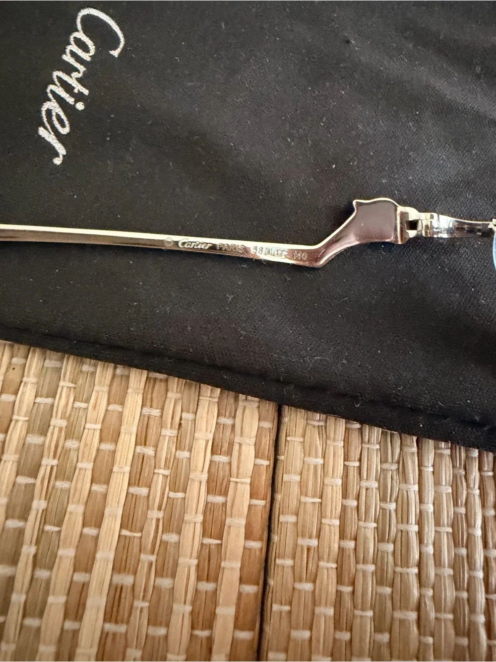 Cartier Rimless Sunglasses with Blue Lenses and Gold Accents